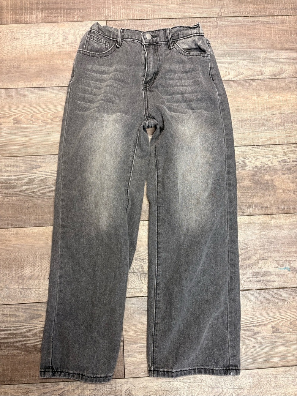 SHEIN kids size 12Y Relaxed Straight-Leg Washed Gray Jeans